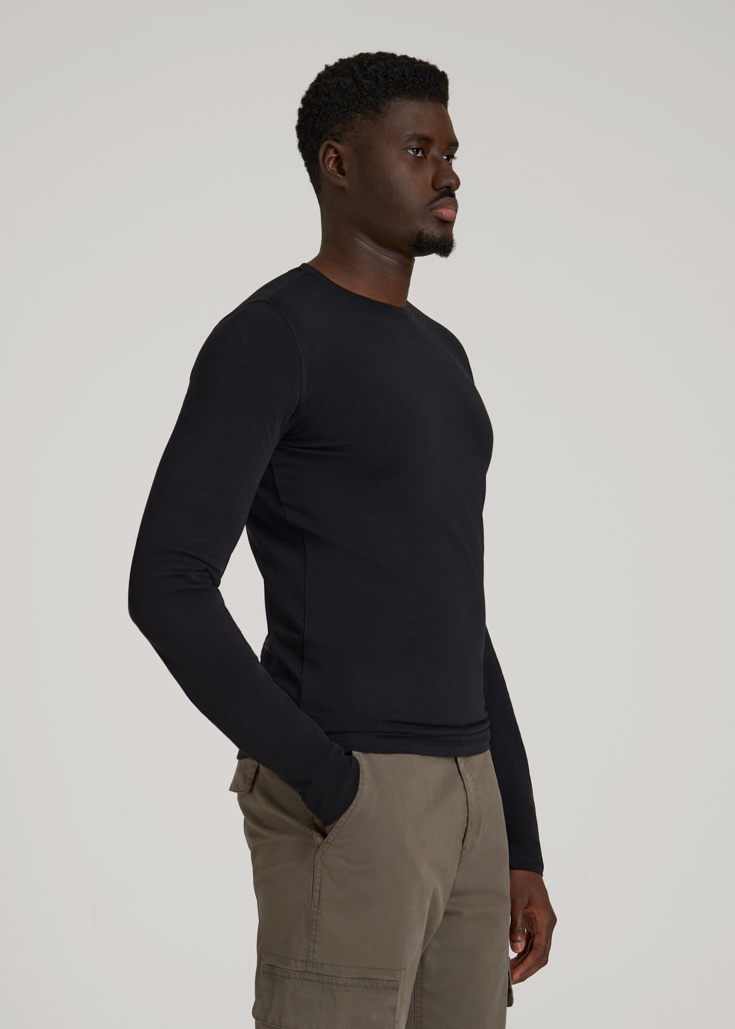 The Essential Slim Fit Long Sleeve Tee for Tall Men in Black