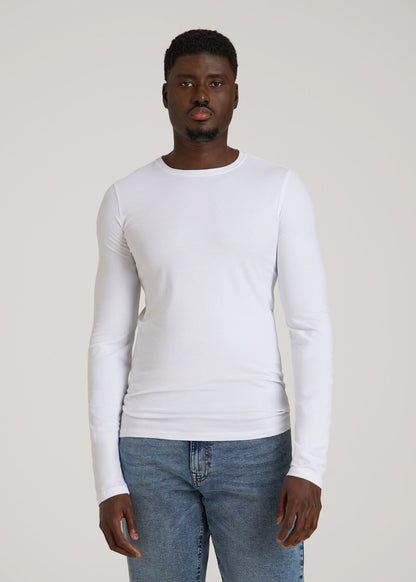 The Essential Slim Fit Long Sleeve Tee for Tall Men in White