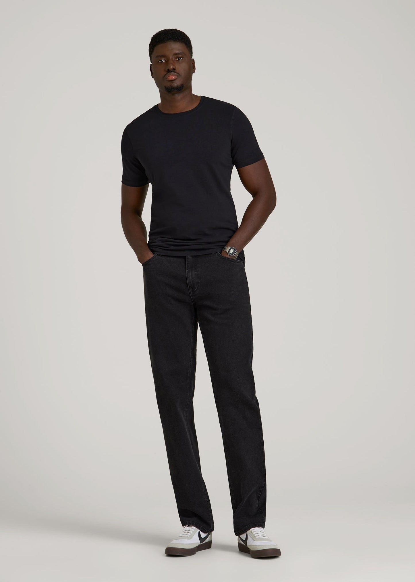 The Essential Slim Fit Crewneck Tee for Tall Men in Black