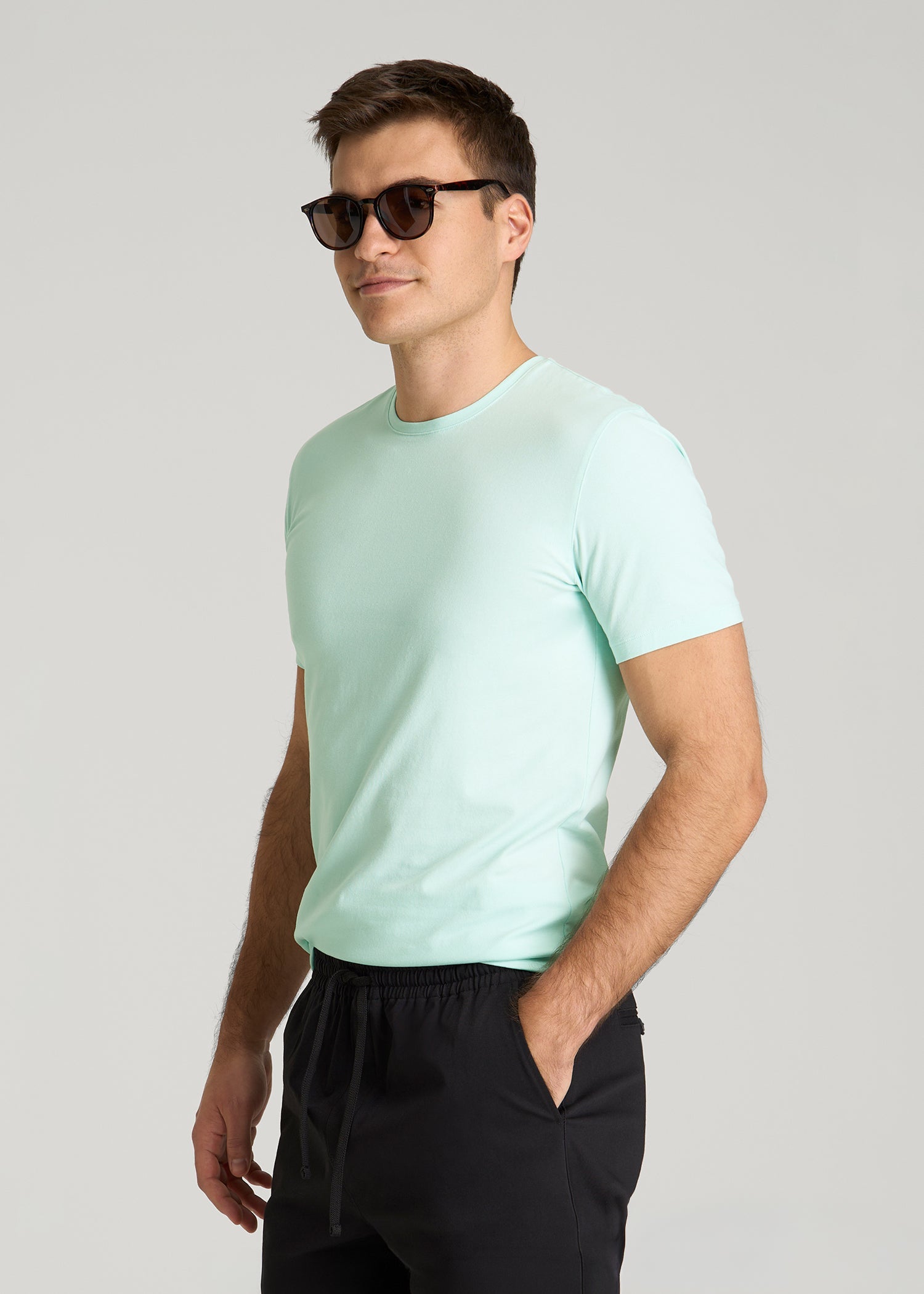 The Essential Slim Fit Crewneck Tee for Tall Men in Opal Blue