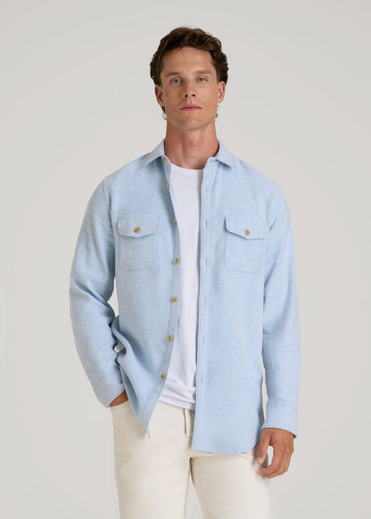 Everyday Comfort Terry Overshirt for Tall Men in Cloud Blue