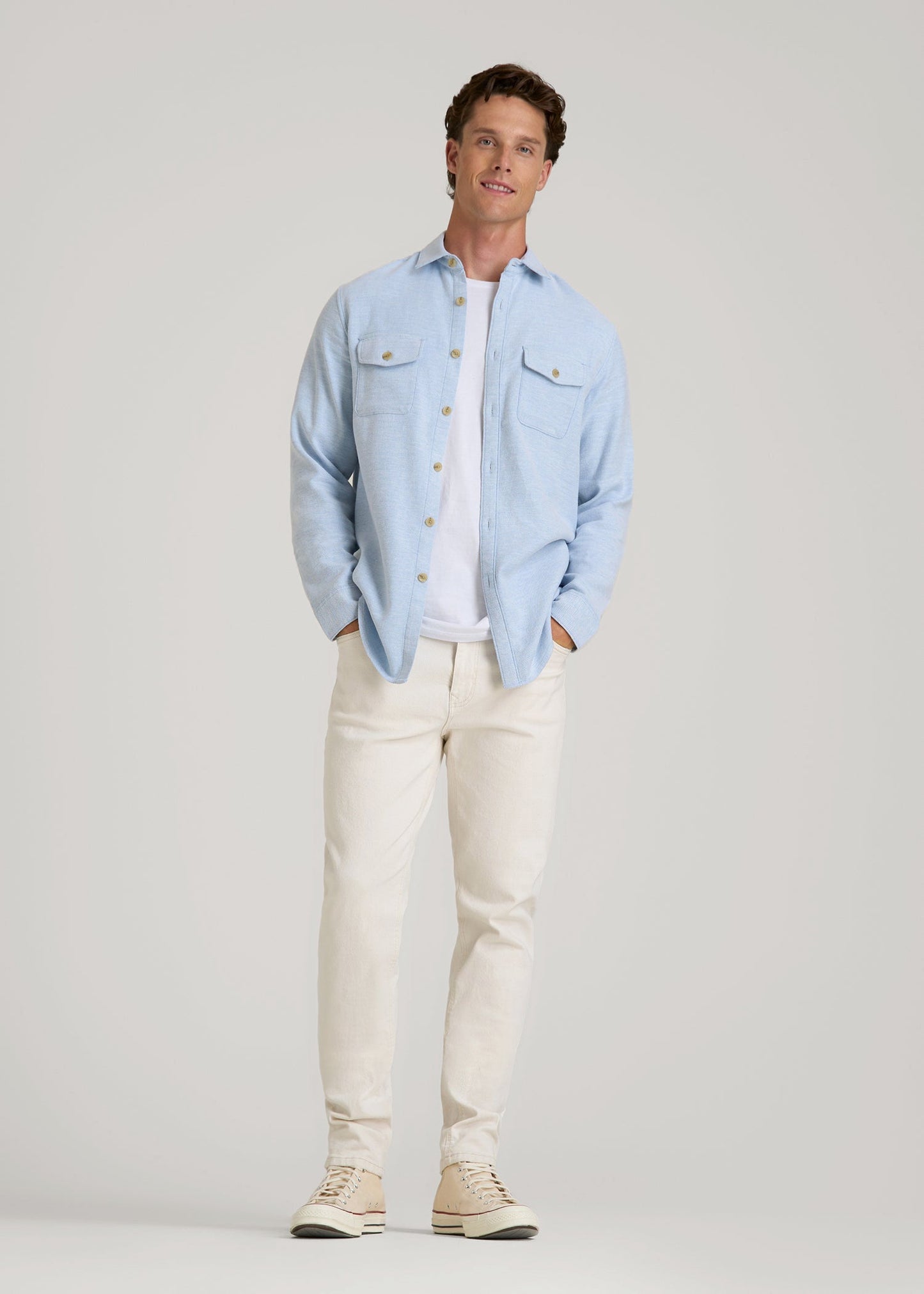Everyday Comfort Terry Overshirt for Tall Men in Cloud Blue