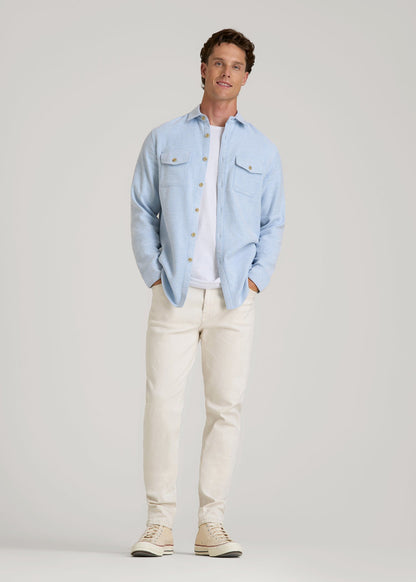 Everyday Comfort Terry Overshirt for Tall Men in Cloud Blue