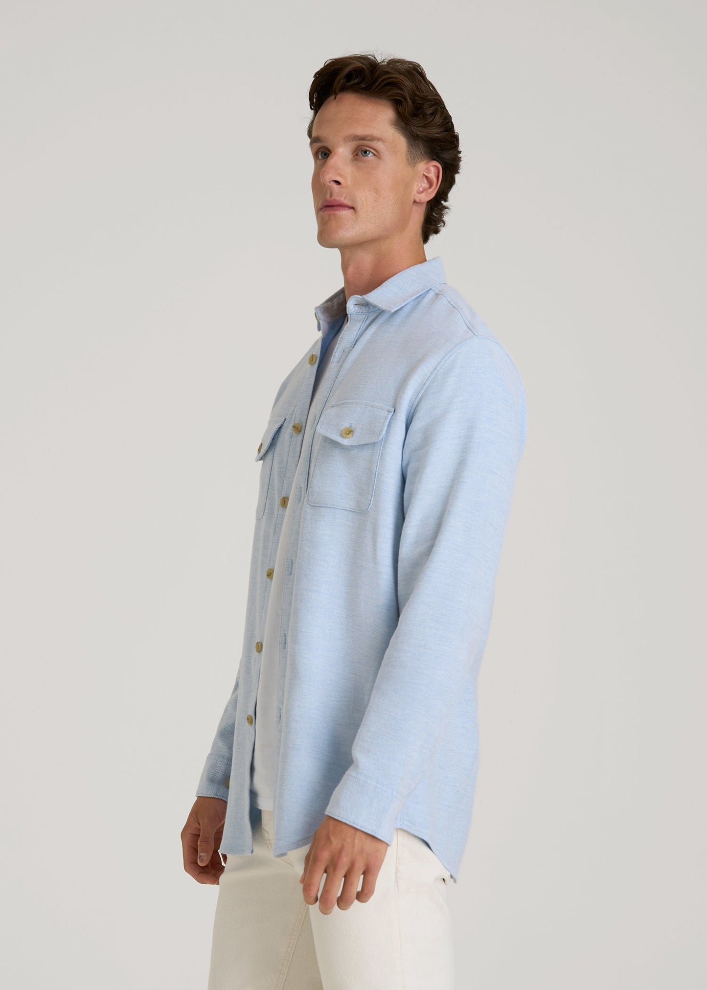 Everyday Comfort Terry Overshirt for Tall Men in Cloud Blue