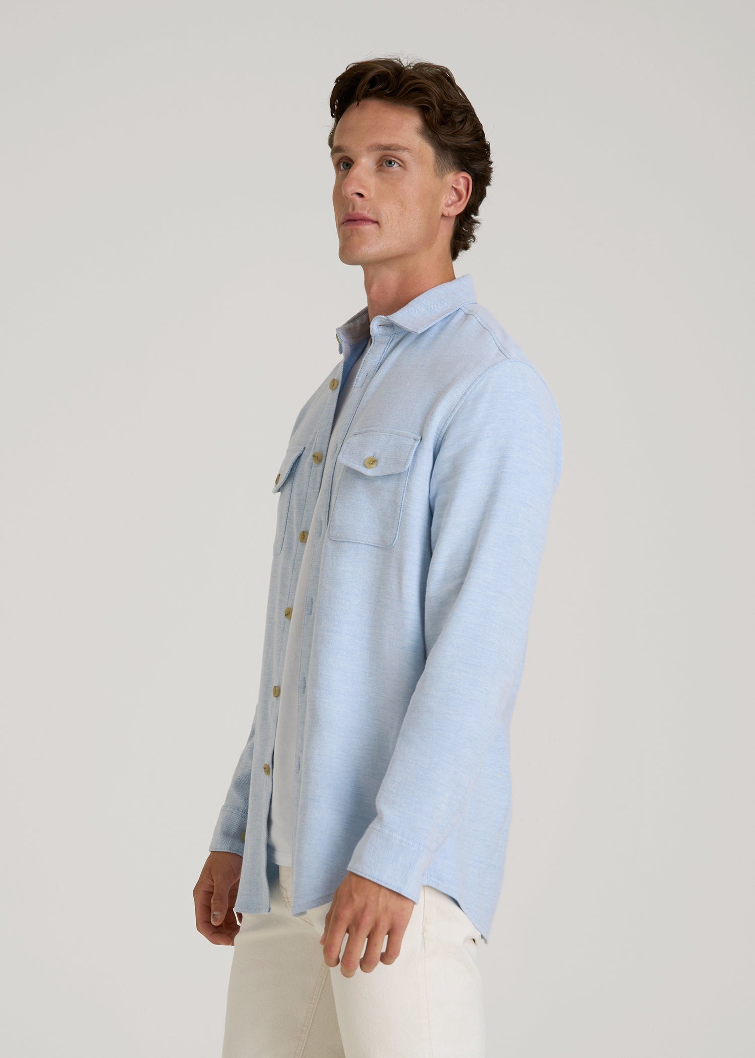 Everyday Comfort Terry Overshirt for Tall Men in Cloud Blue