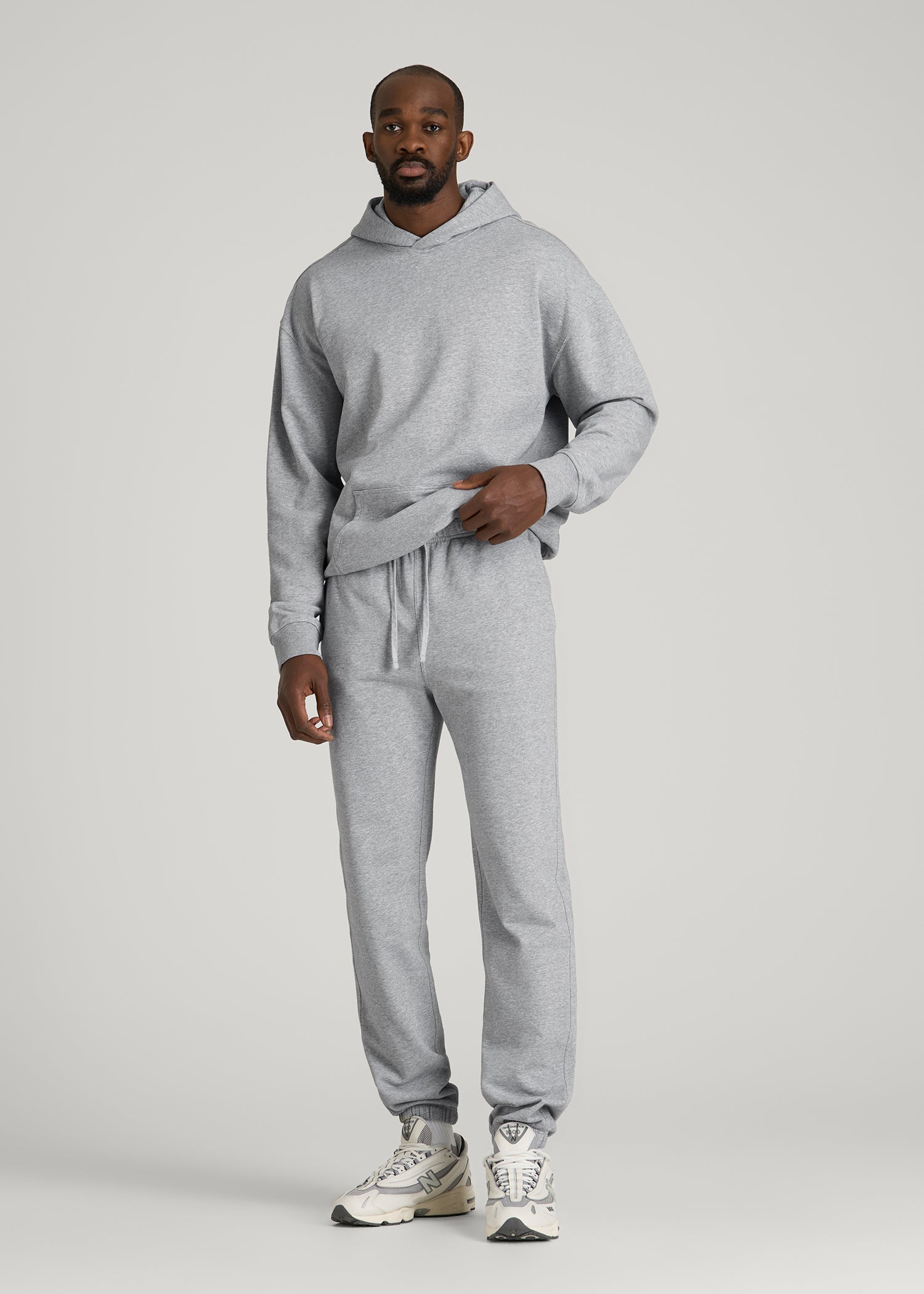 Everyday French Terry Cinched Bottom Sweatpants for Tall Men in Grey Mix