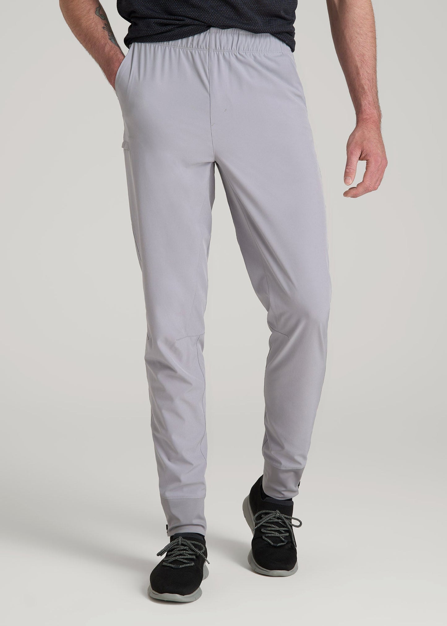 Featherweight Perforated Training Joggers for Tall Men in Light Grey