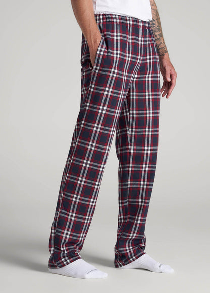 Plaid Pajama Pants for Tall Men in Navy & Red Tartan
