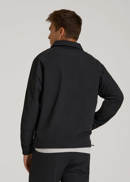 Flex Nylon Collared Jacket for Tall Men in Black