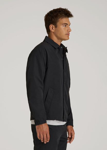 Flex Nylon Collared Jacket for Tall Men in Black