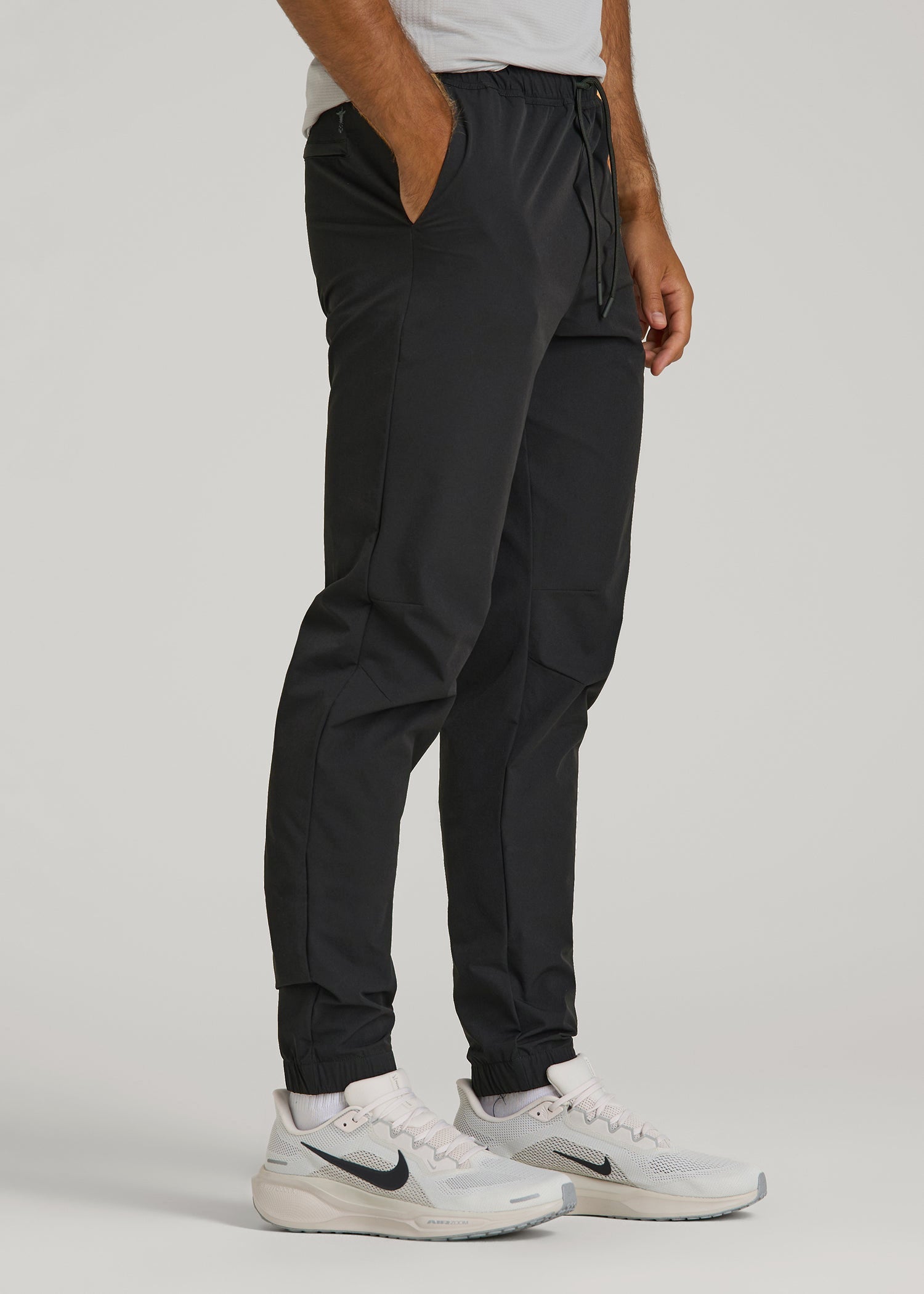 Flex Nylon Joggers for Tall Men in Black