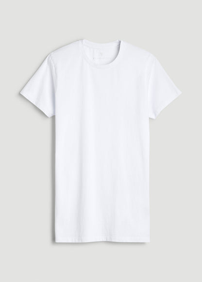 Modern Fit Garment Dyed Cotton T-Shirt for Tall Men in White