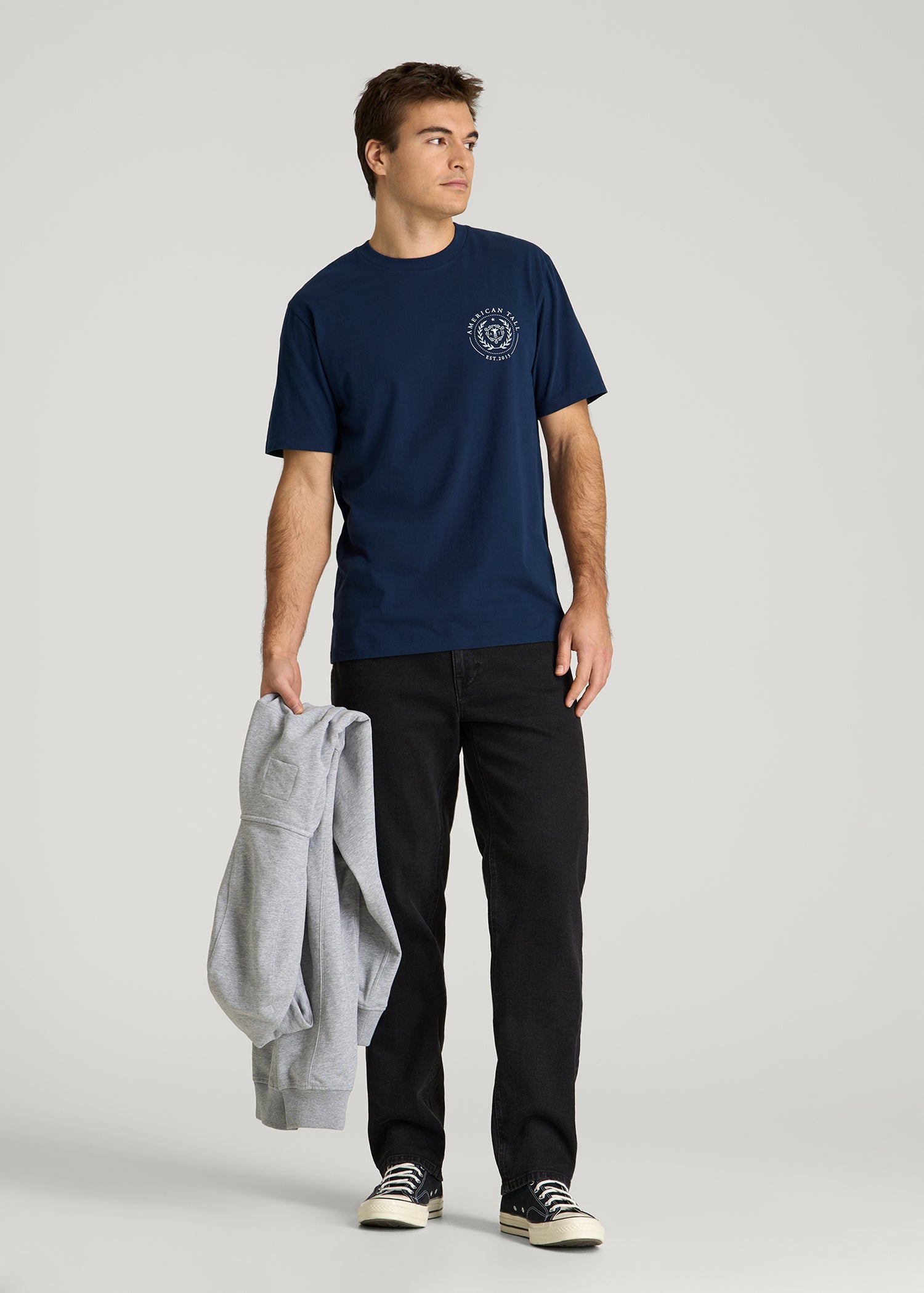 Crest Graphic Tee for Tall Men in Blue