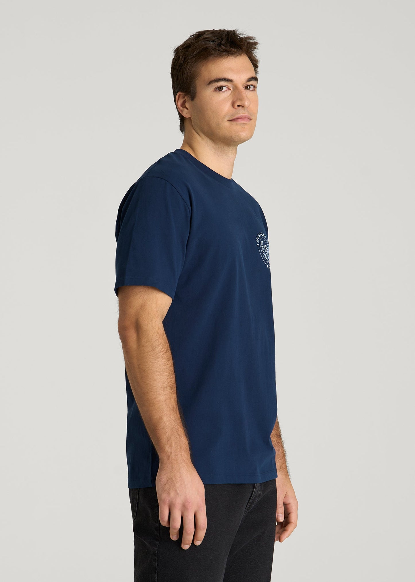 Crest Graphic Tee for Tall Men in Blue