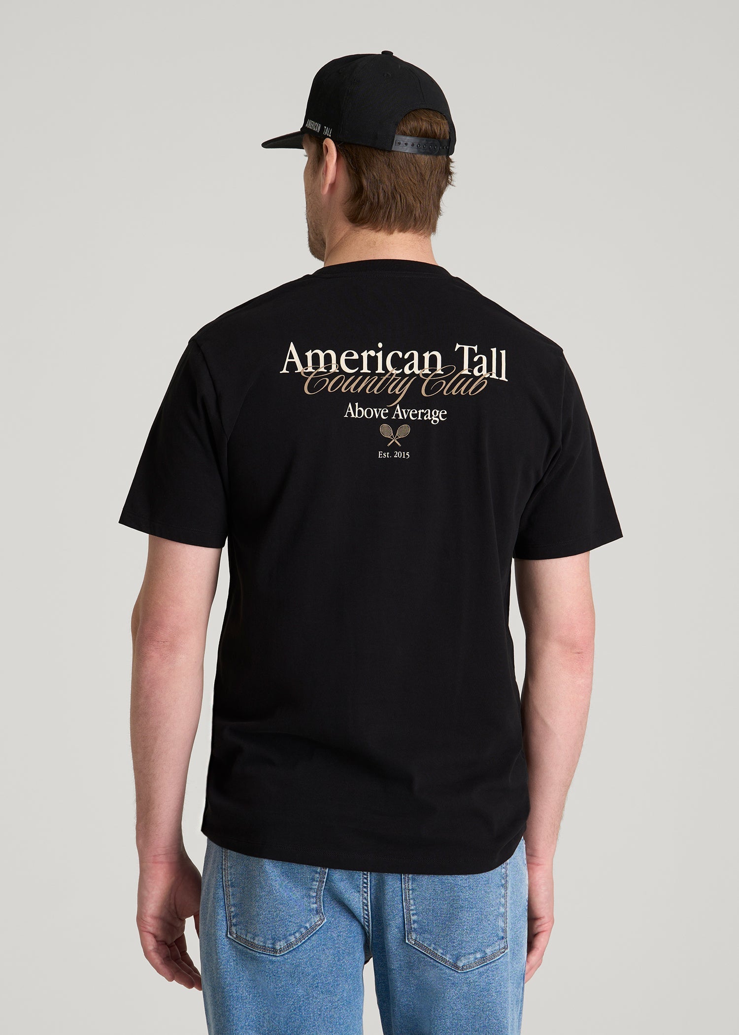 Country Club Graphic Tee for Tall Men in Black