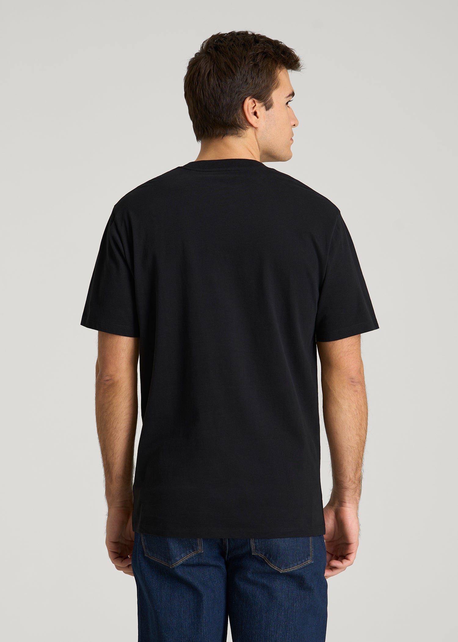 Monochrome Flag Graphic Tee for Tall Men in Black
