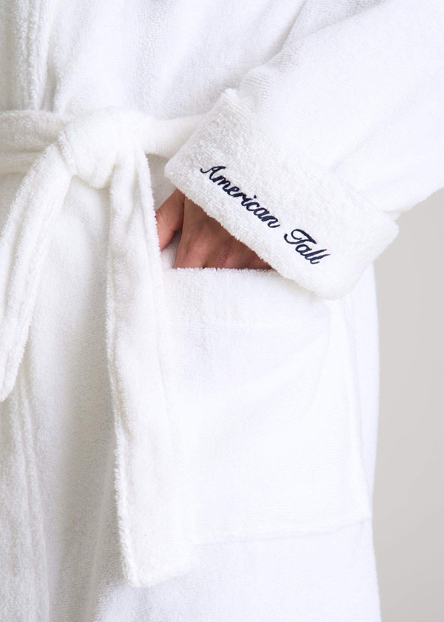 Luxe Zero Twist Cotton Hotel Robe for Tall Men in White