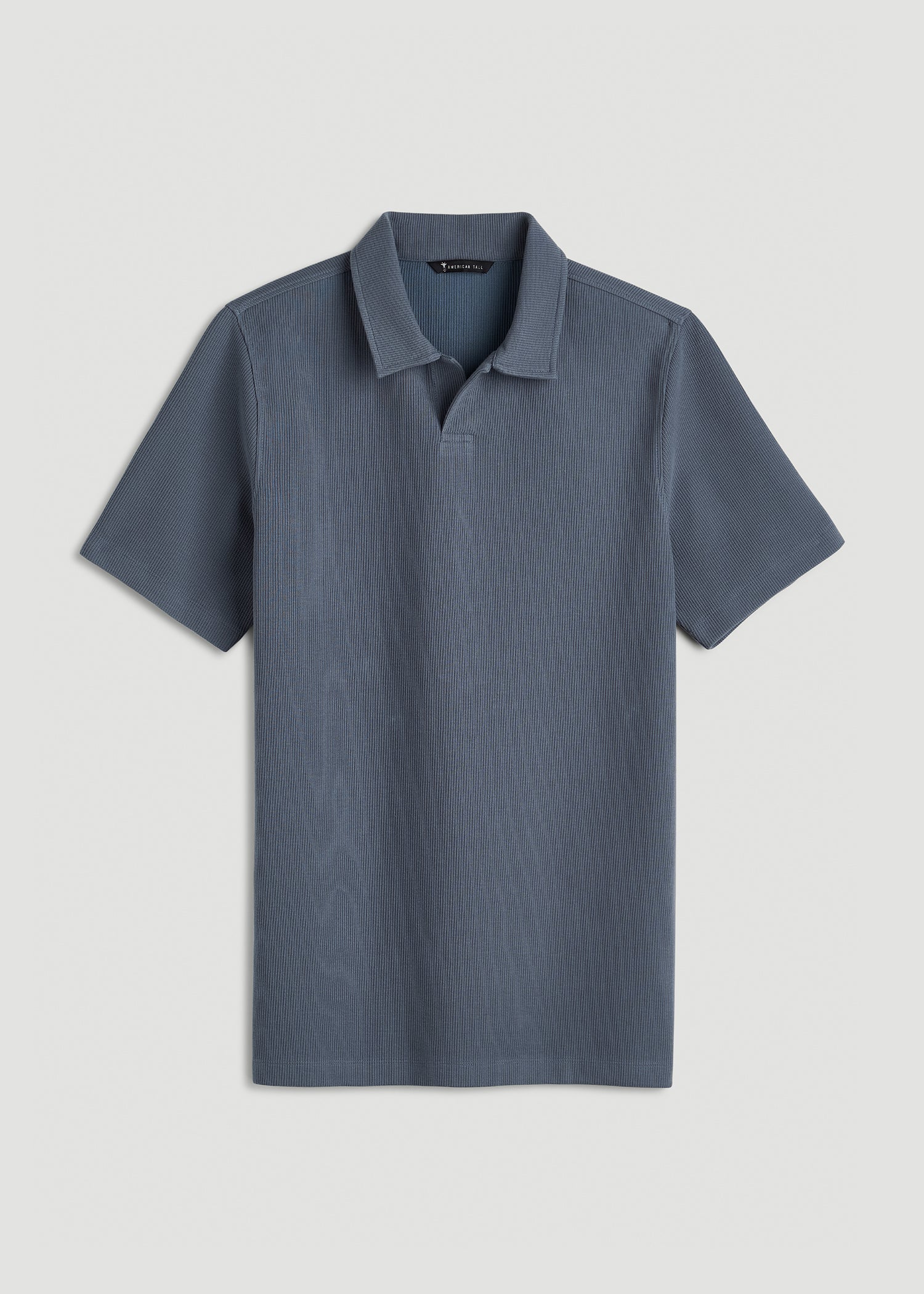 Micro Waffle Polo for Tall Men in Grey Blue