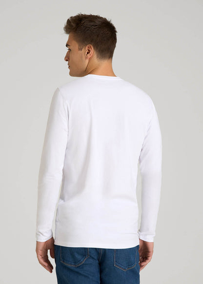 The Essential Modern Fit Crewneck Long Sleeve Tee for Tall Men in White