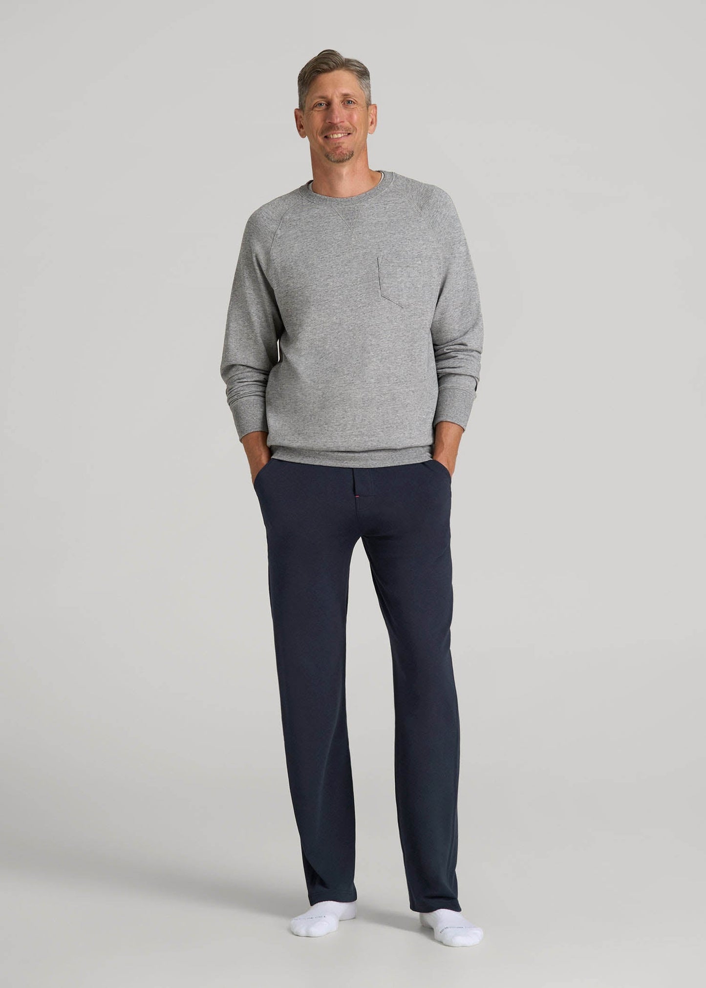 Open-Bottom Pajama Pants for Tall Men in Evening Blue