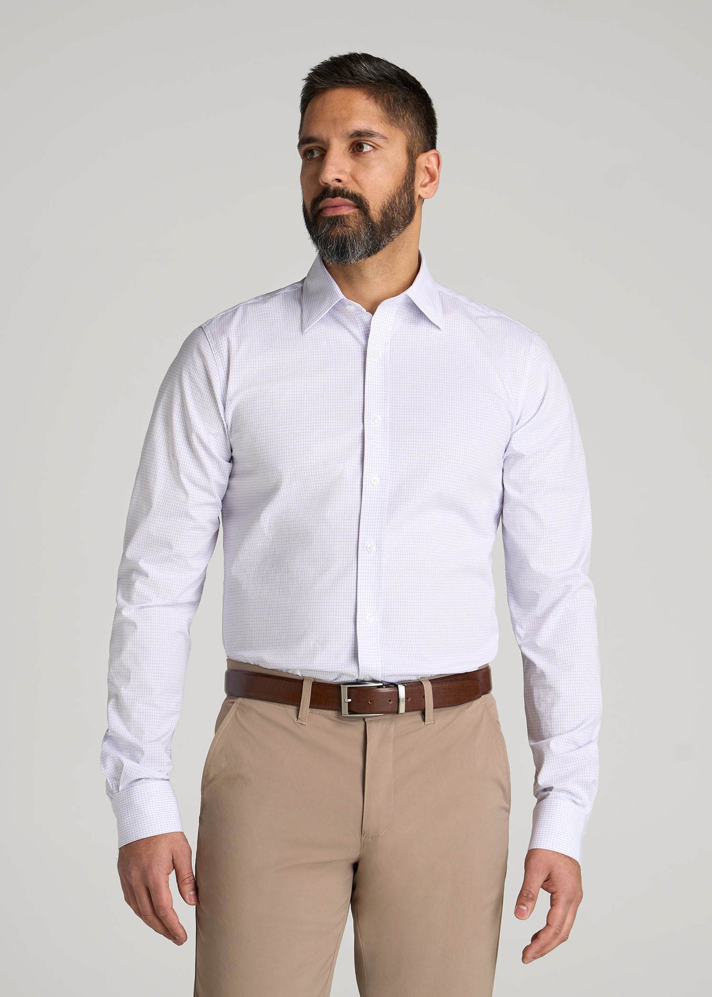 Oskar Easy Care Dress Shirt for Tall Men in Iris Mini Check