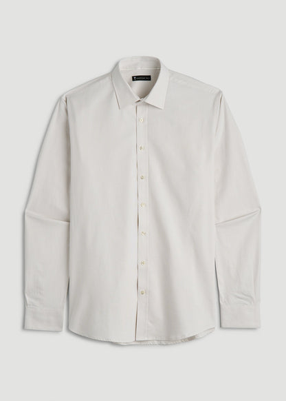 Oskar Easy Care Dress Shirt for Tall Men in Beige Mini Gingham