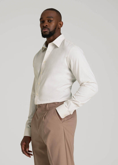 Oskar Easy Care Dress Shirt for Tall Men in Beige Mini Gingham
