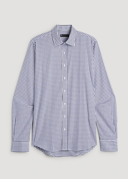 Oskar Easy Care Dress Shirt for Tall Men in Bright Blue Grid