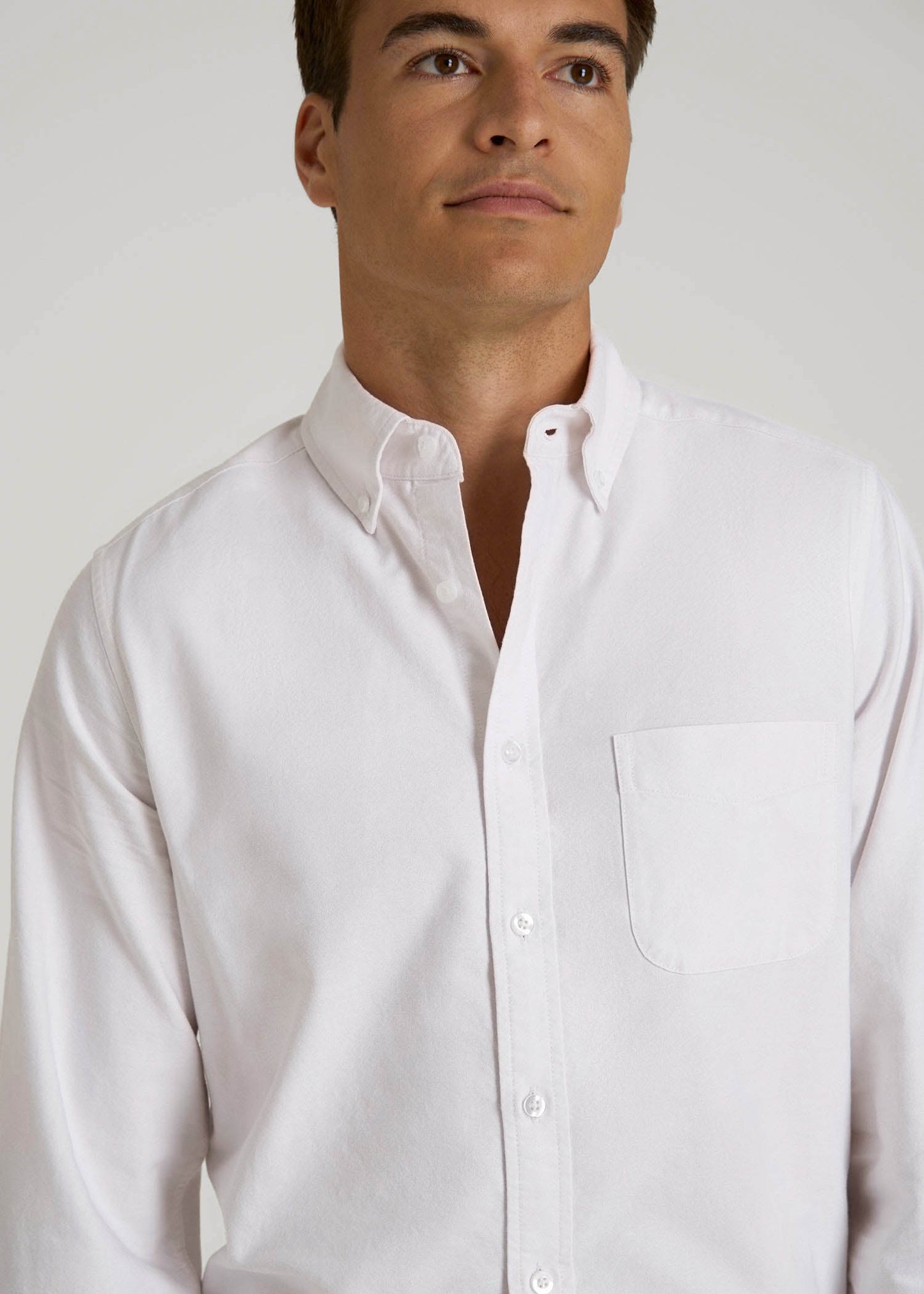 Oxford Cloth Button Down Shirt for Tall Men in Optic White