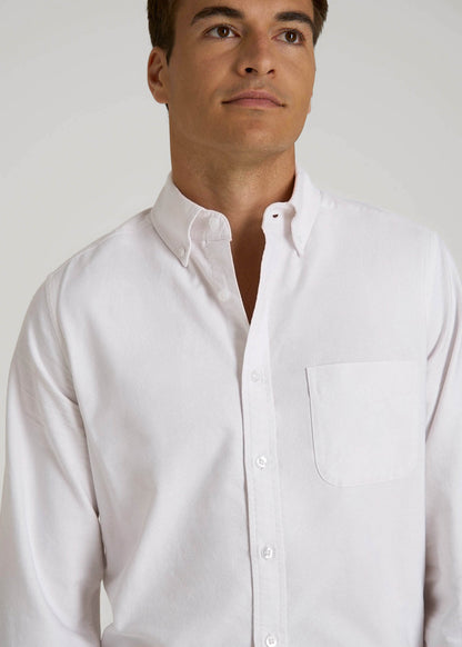 Oxford Cloth Button Down Shirt for Tall Men in Optic White