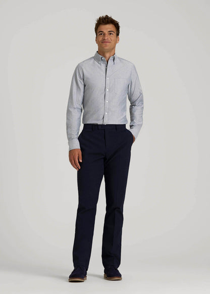 Oxford Cloth Button Down Shirt for Tall Men in Tradewinds Blue