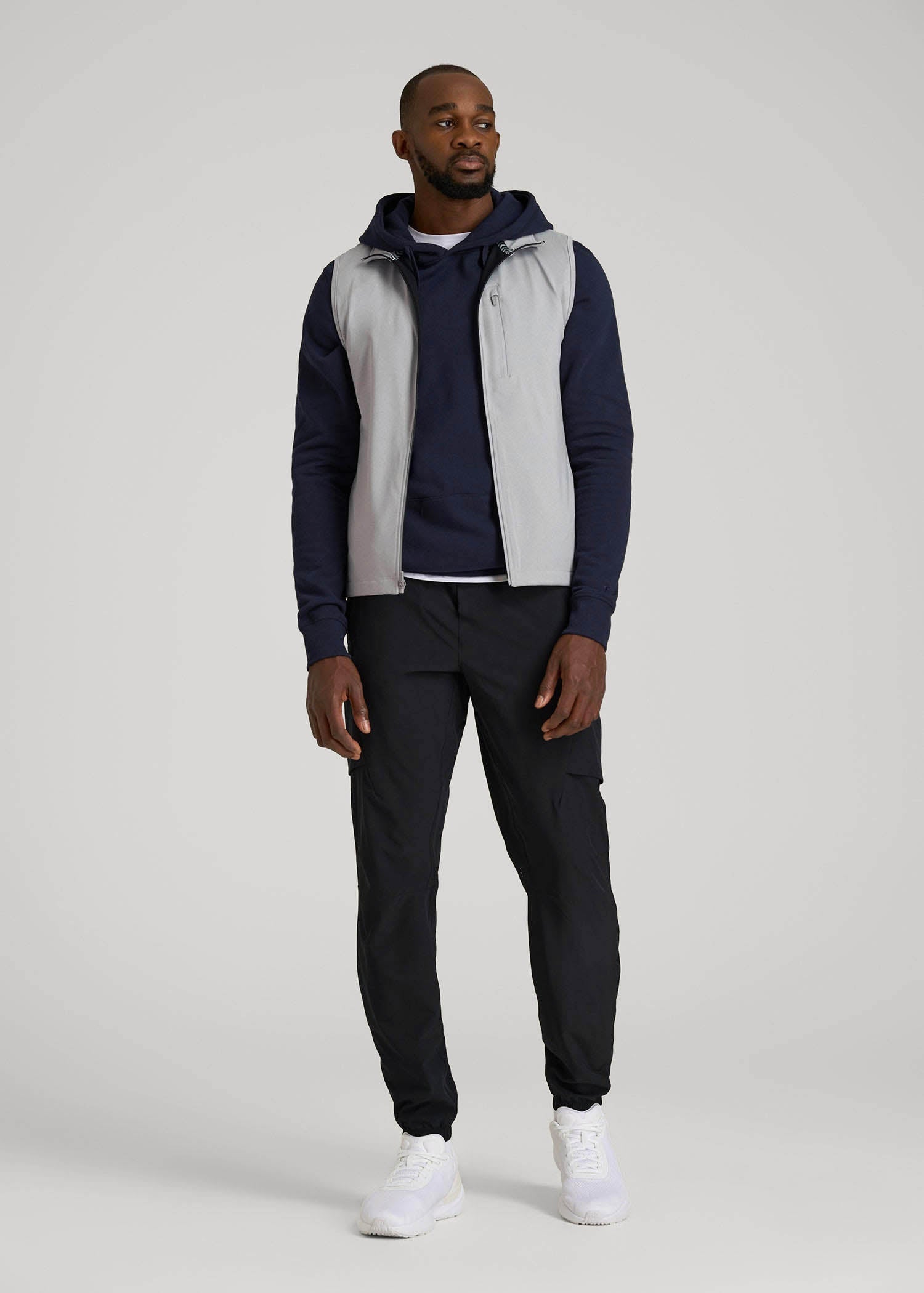 Performance Vest for Tall Men in Light Grey Mix