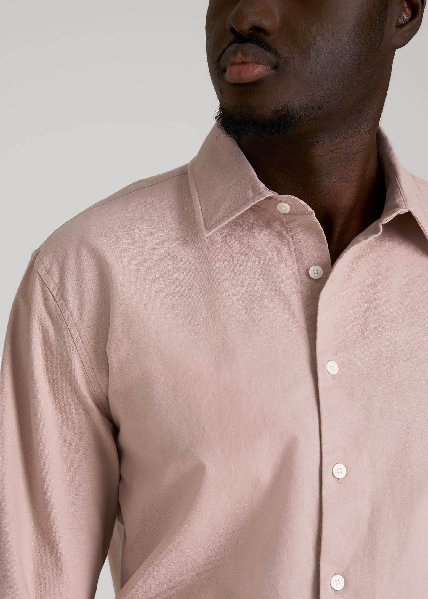 Pinpoint Oxford Shirt for Tall Men in Desert Rose