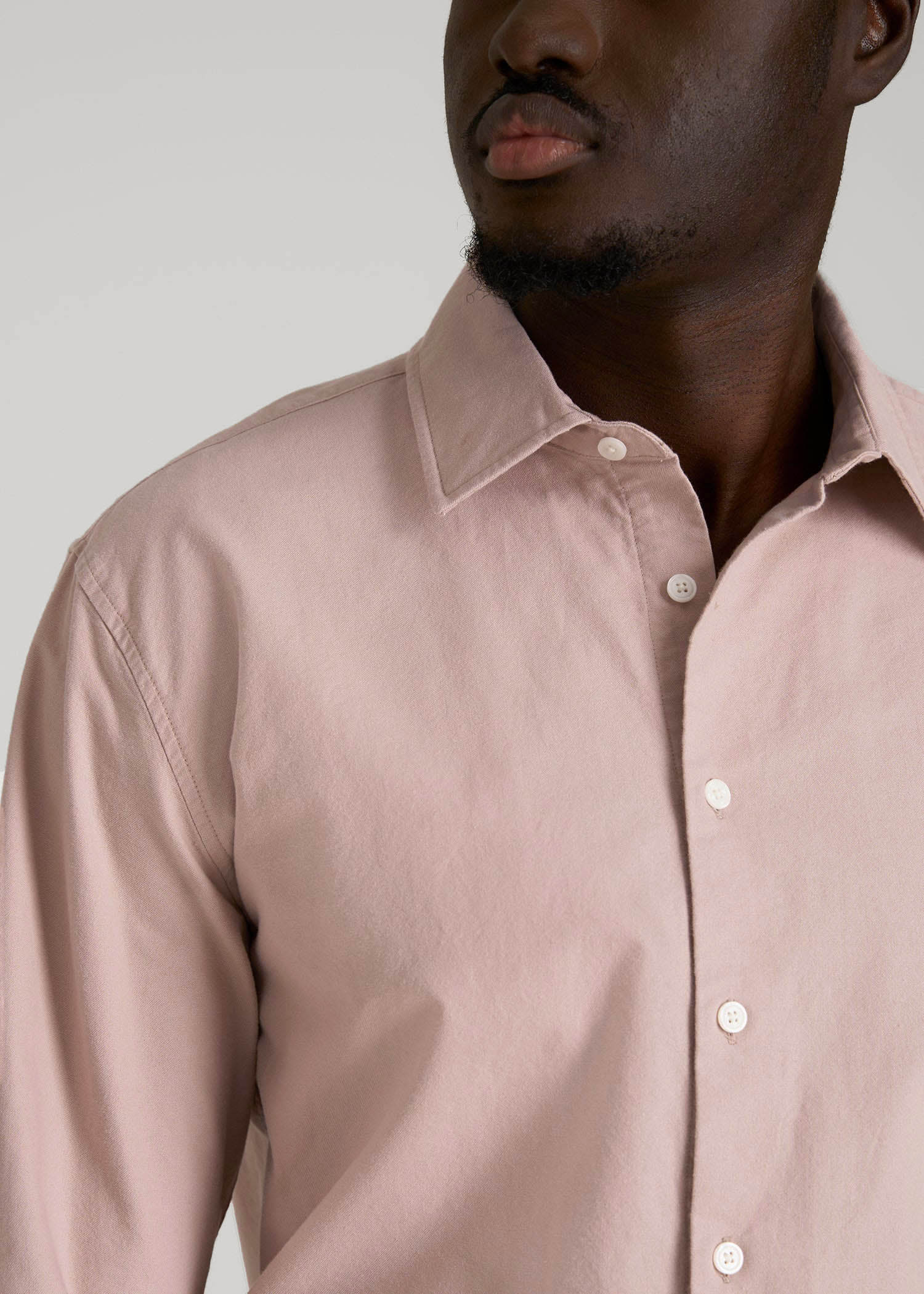 Pinpoint Oxford Shirt for Tall Men in Desert Rose
