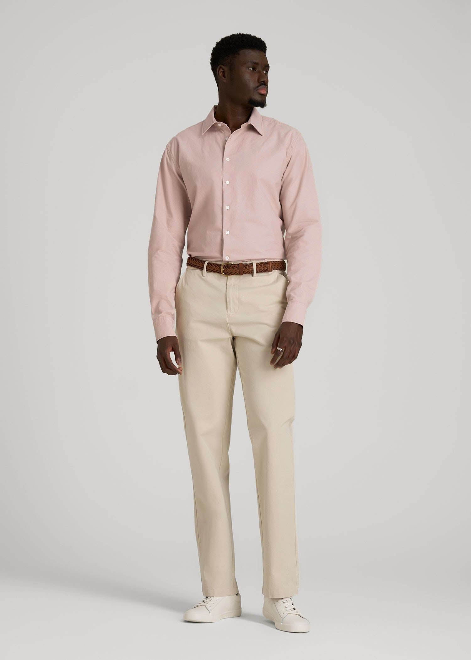 Pinpoint Oxford Shirt for Tall Men in Desert Rose