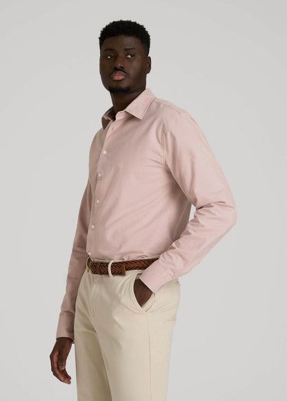 Pinpoint Oxford Shirt for Tall Men in Desert Rose