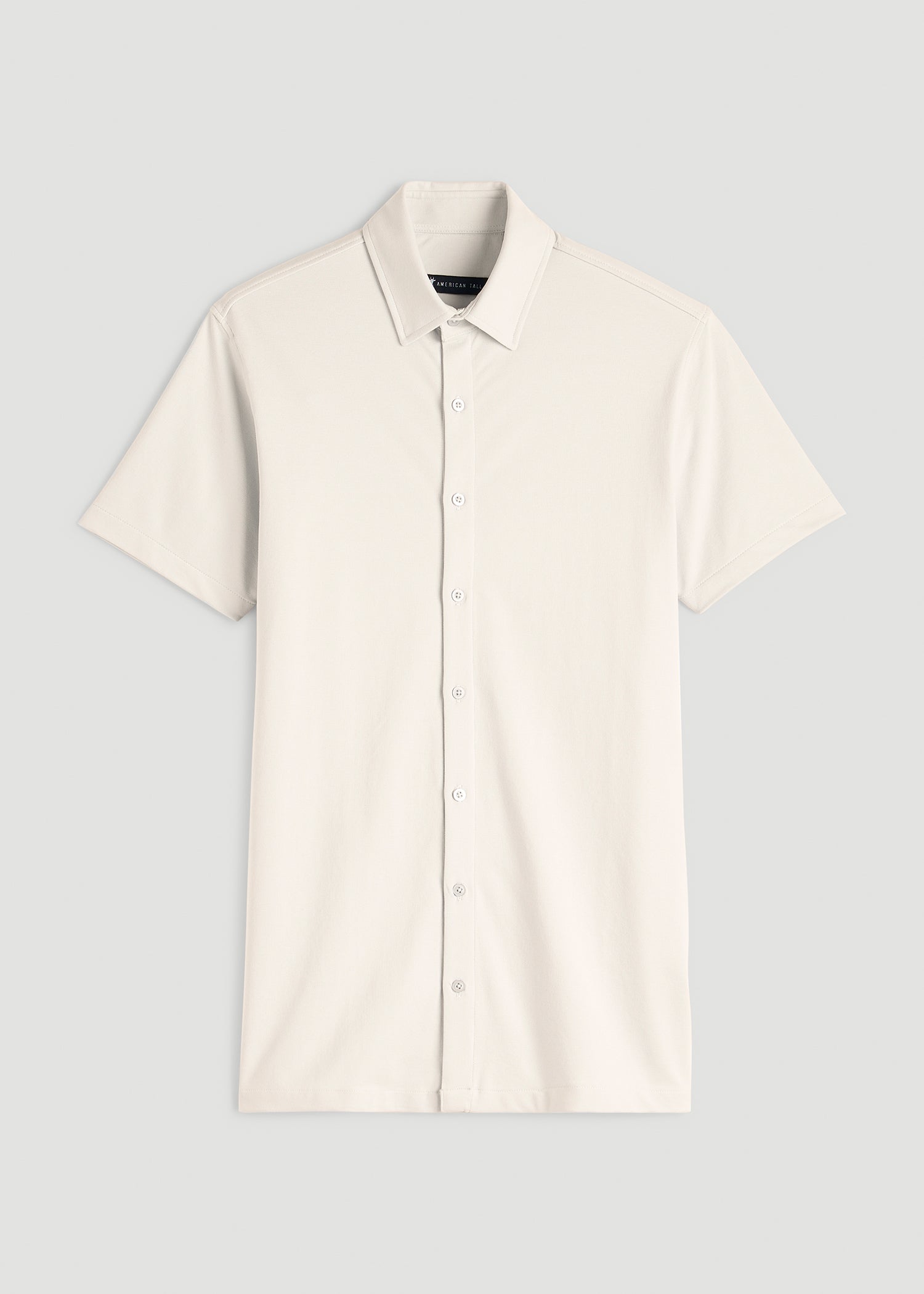 Pique Knit Stretch Short Sleeve Shirt for Tall Men in White Sand