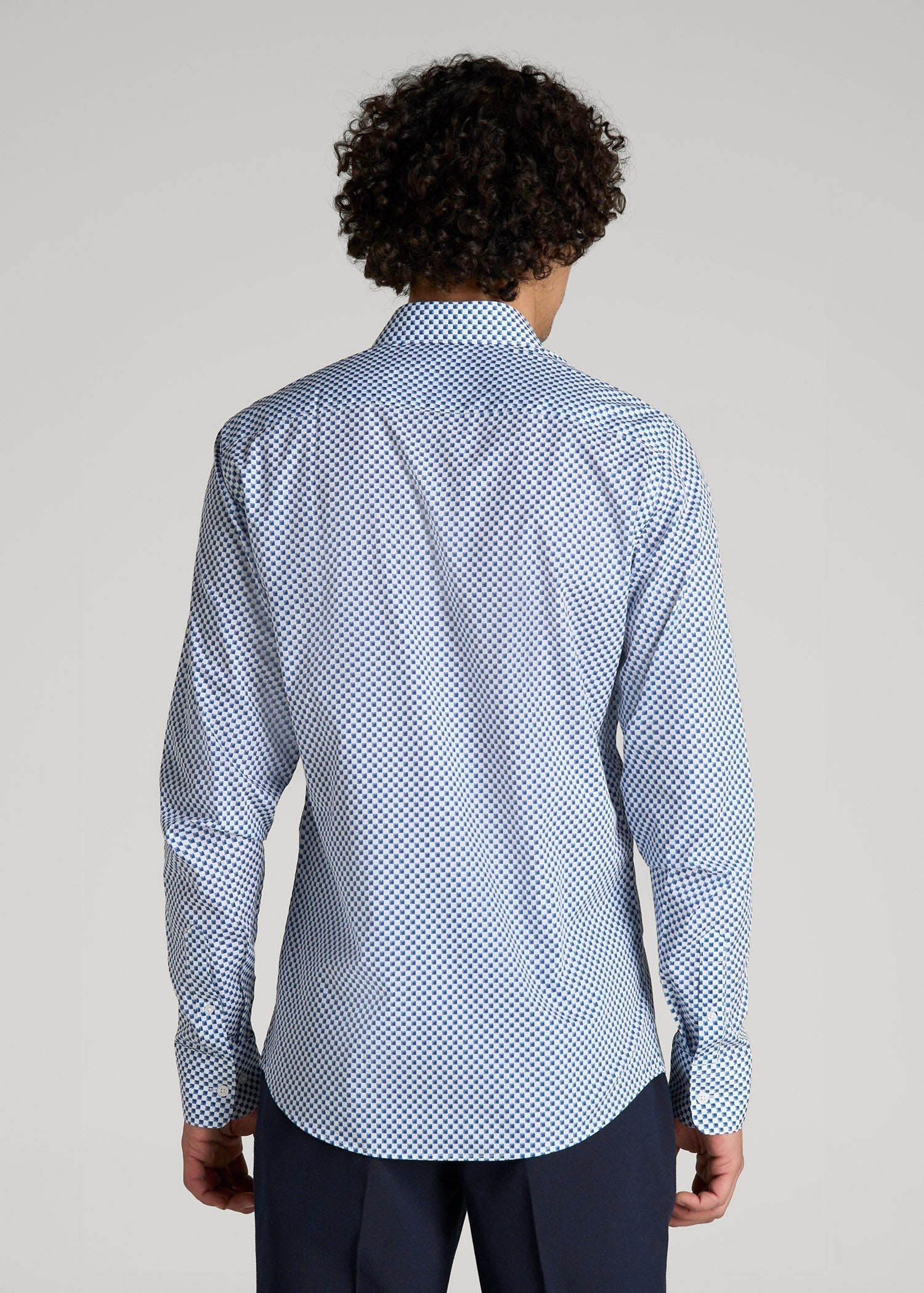 Premium Dress Shirt for Tall Men in Blues Check