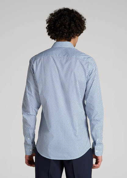 Premium Dress Shirt for Tall Men in Blues Check