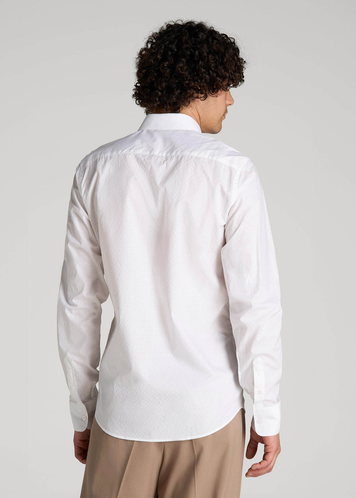 Premium Dress Shirt for Tall Men in White Dobby