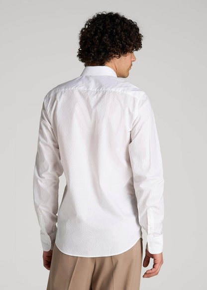 Premium Dress Shirt for Tall Men in White Dobby