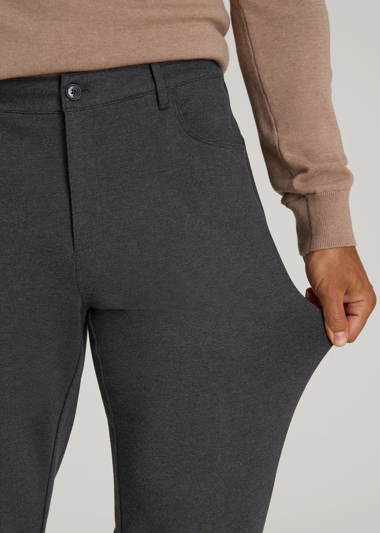 Flex Ponte Pants for Tall Men in Dark Charcoal Heather