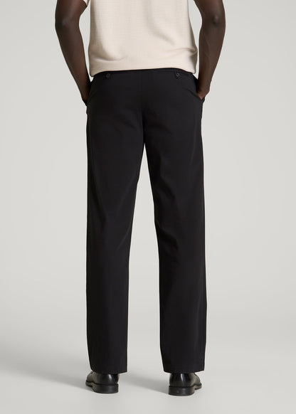Stretch Commuter Pleated Chino for Tall Men in Black
