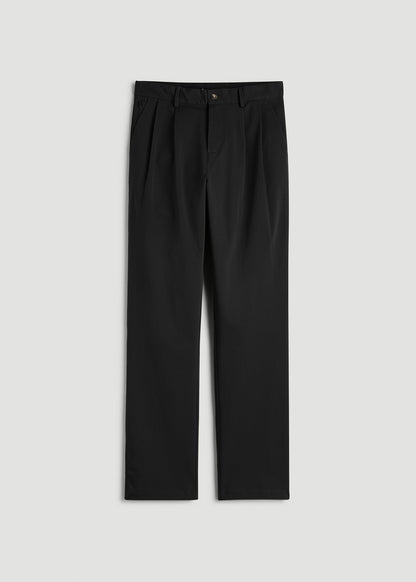Stretch Commuter Pleated Chino for Tall Men in Black