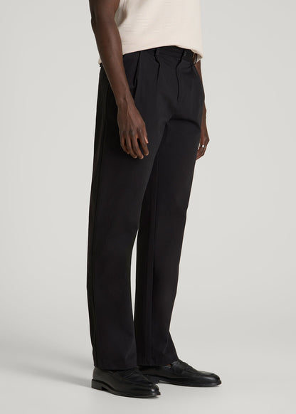 Stretch Commuter Pleated Chino for Tall Men in Black