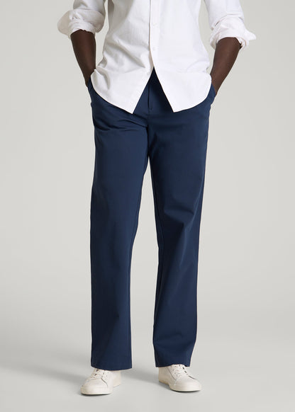 Stretch Commuter Pleated Chino for Tall Men in Navy Blue