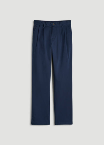 Stretch Commuter Pleated Chino for Tall Men in Navy Blue