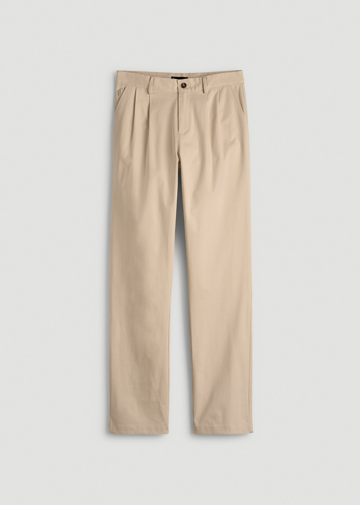 Stretch Commuter Pleated Chino for Tall Men in Warm Taupe