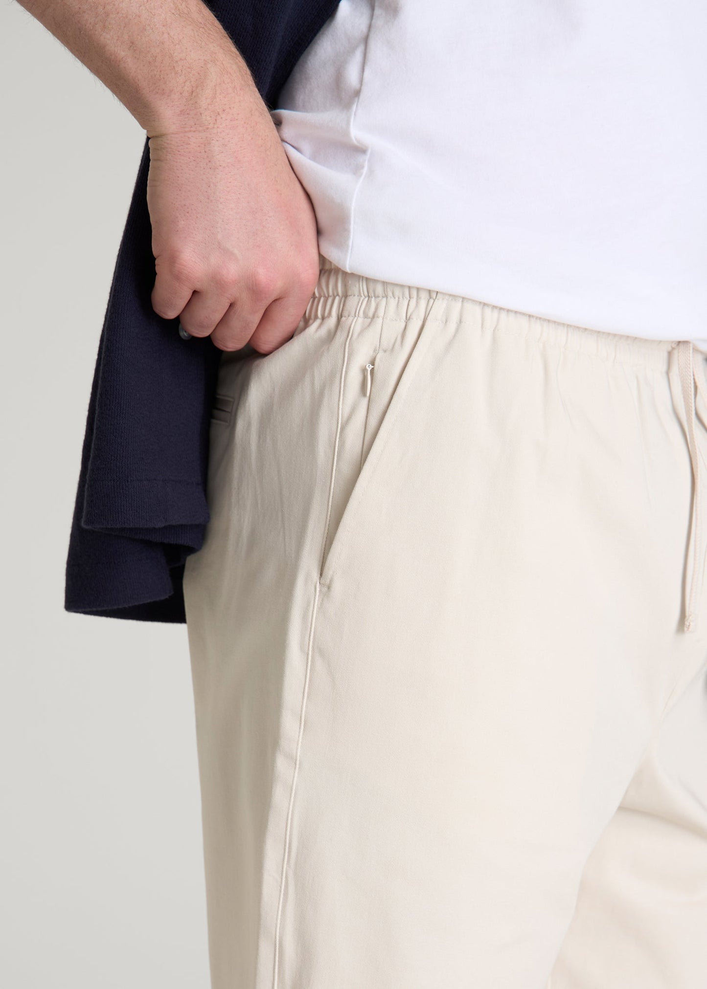 Stretch Commuter Pull-on Short for Tall Men in White Sand