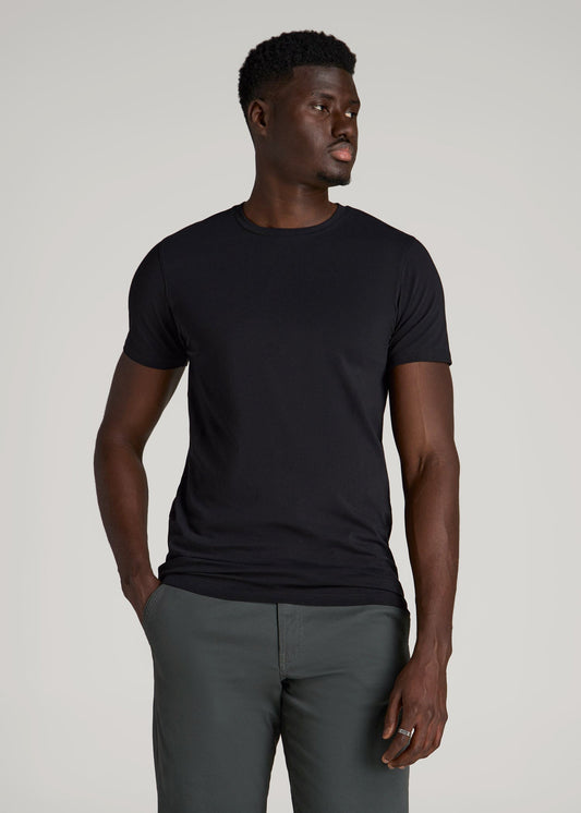 The Essential Modern Fit Crewneck Tee for Tall Men in Black